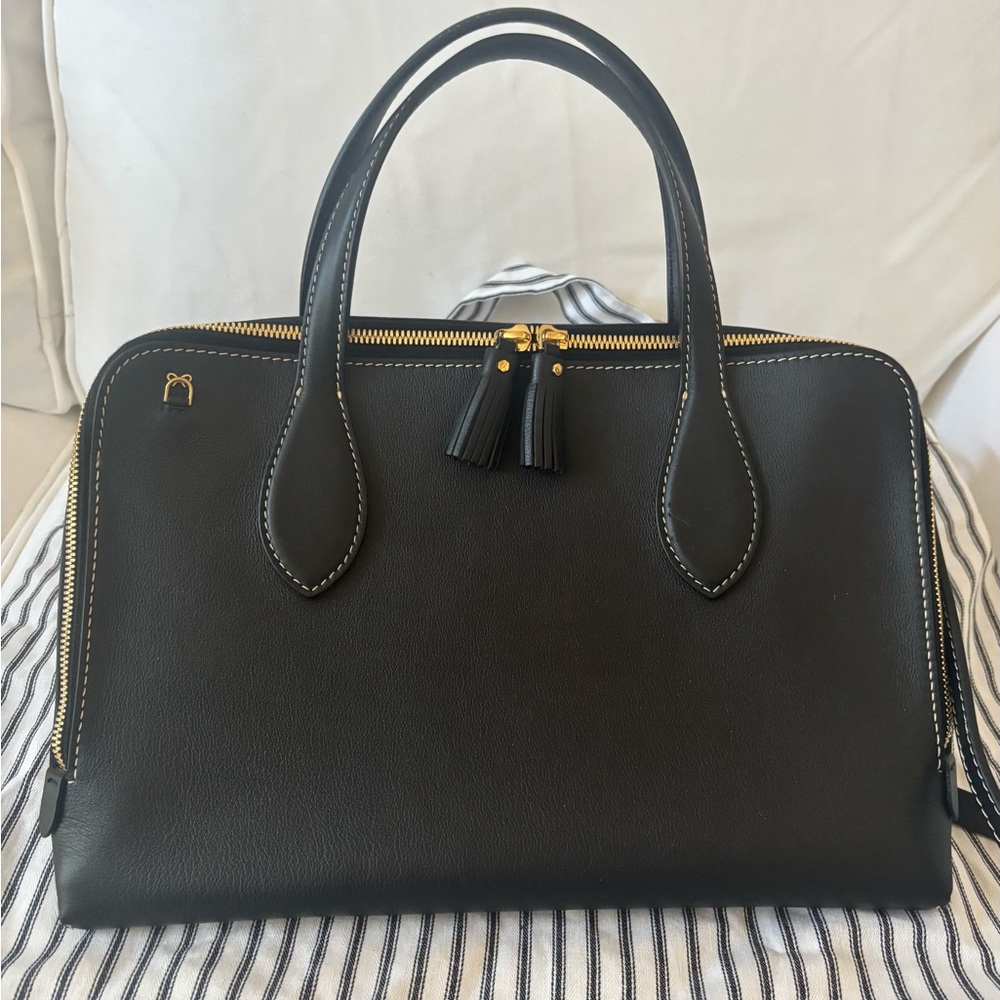 Anya Hindmarch Leather Wedge Black red interior